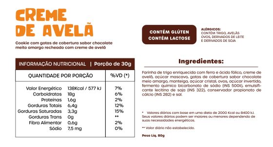 Caixa com 6 - Cookie do Boleta Creme de Avelã