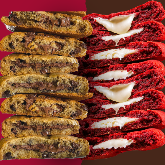 Caixa com 18 Cookies - Red Velvet e Creme de Avelã