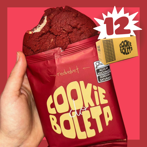 Caixa com 12 - Cookie do Boleta Red Velvet